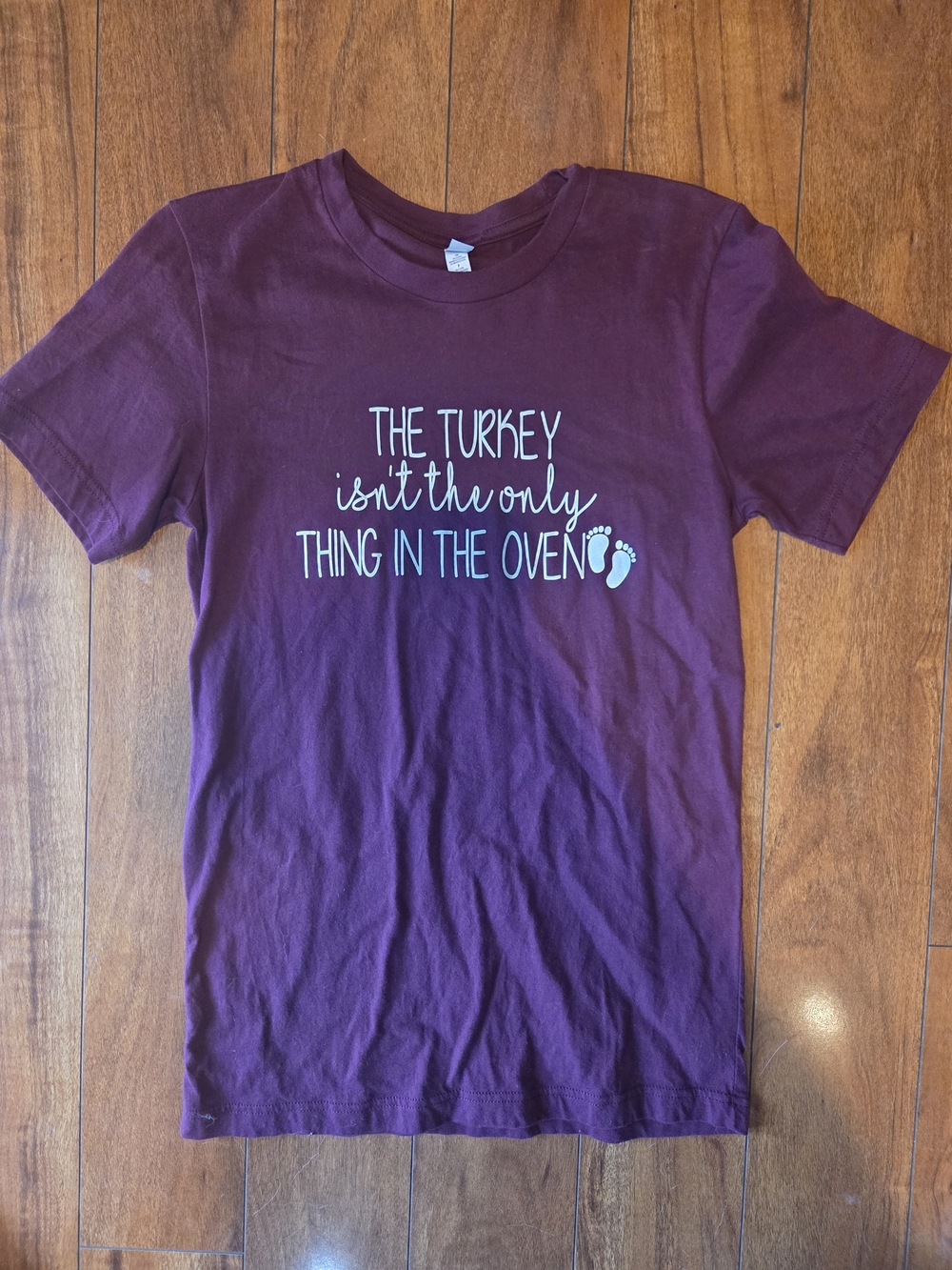 Woman's Thanksgiving Maternity/Pregnancy Announcment Tshirt - SIZE SMALL